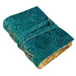 Garden Flower Leather Journal, Handmade Antique deckle edged vintage paper