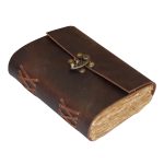 Antique Brass C – Lock Vintage Leather Journal – Handmade Deckle Edge Paper