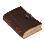 Vintage Leather Journal – Handmade Deckle Edge And Antique Brass C – Lock