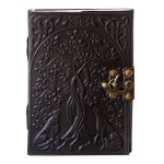 Wolf Under Tree Embossed Leather Journal Personal Organizer