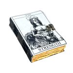 Grimoire leather journal, Leather Print STRENGTH journal