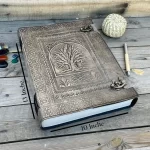 Leather Journal, Tree Of Life, Embossed With Blank Papers